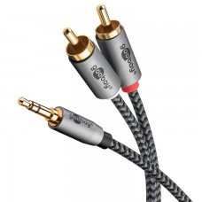 Laidas 3.5mm stereo - 2RCA (K-K) 5m pintas su dviguba izoliacija gold Goobay